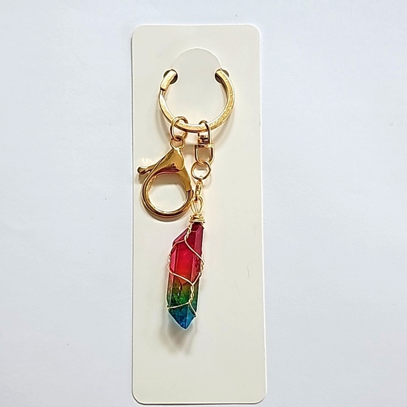 BRAND NEW! Ombre Natural Crystal Keychain/Purse 👜🎒Charm ~ Healing - Picture 3 of 5